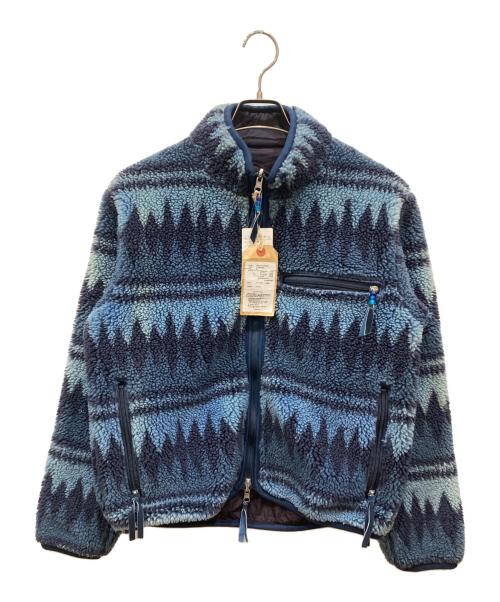 REMI RELIEF（レミレリーフ）REMI RELIEF (レミレリーフ) BEAMS (ビームス) 別注ネイティブ柄フリースジャケット ネイビー サイズ:Ⅿの古着・服飾アイテム