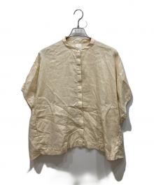 KAGURE（カグレ）の古着「リネンスクエアケープシャツ」｜ベージュ