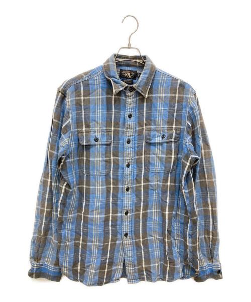 RRL（ダブルアールエル）RRL (ダブルアールエル) チェックネルシャツ ブルー サイズ:Mの古着・服飾アイテム