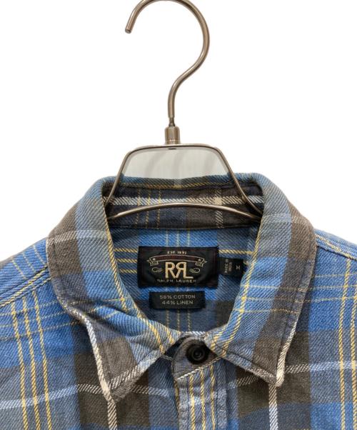 RRL（ダブルアールエル）RRL (ダブルアールエル) チェックネルシャツ ブルー サイズ:Mの古着・服飾アイテム
