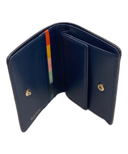 PAUL SMITH（ポールスミス）Paul Smith (ポールスミス) 型押し2つ折り財布 ブルーの古着・服飾アイテム