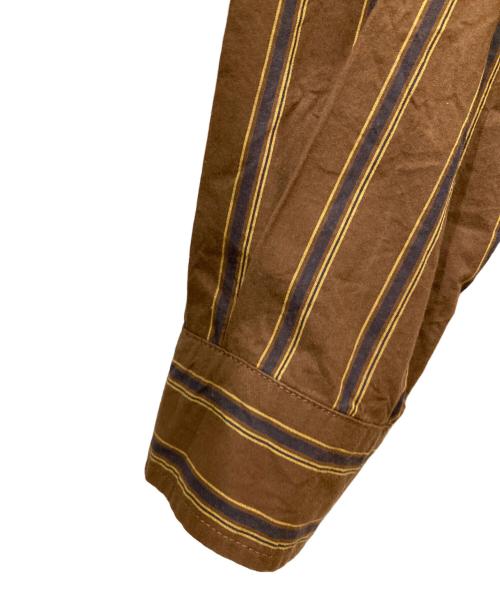 Hysteric Glamour（ヒステリックグラマー）Hysteric Glamour (ヒステリックグラマー) HYS TIMES刺繍 ランダムストライプ ボタンダウンシャツ ブラウン サイズ:XLの古着・服飾アイテム