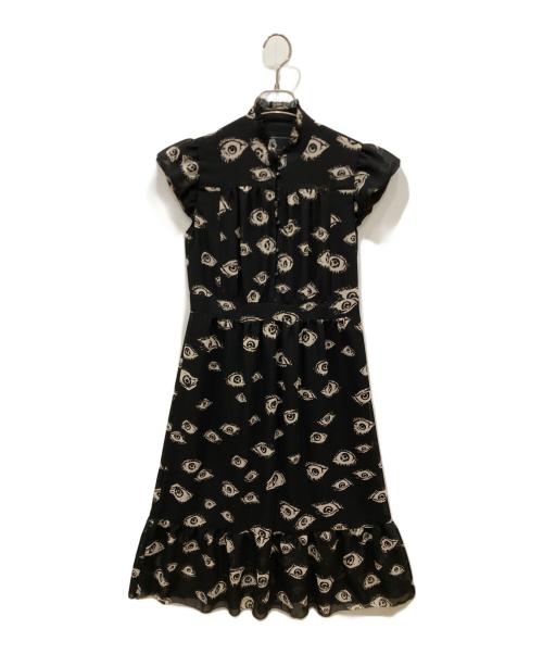 Hysteric Glamour（ヒステリックグラマー）Hysteric Glamour (ヒステリックグラマー) EYES柄 バルーンスリーブワンピース ブラック サイズ:freeの古着・服飾アイテム