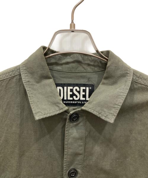 DIESEL（ディーゼル）DIESEL (ディーゼル) S-HIRT-OUT コットンリネンシャツ グリーン サイズ:SIZE Mの古着・服飾アイテム