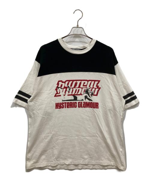 Hysteric Glamour（ヒステリックグラマー）Hysteric Glamour (ヒステリックグラマー) LAY DAY WOMAN オーバーサイズTシャツ ホワイト×ブラック サイズ:XLの古着・服飾アイテム