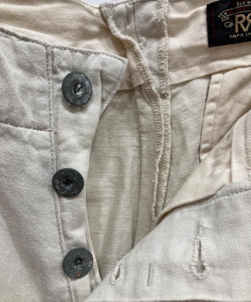 RRL（ダブルアールエル）RRL (ダブルアールエル) リペア加工リネン混パンツ アイボリー サイズ:SIZE 66cm (W26)の古着・服飾アイテム