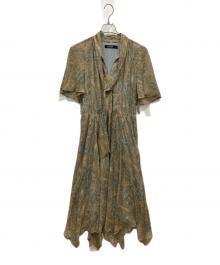 LAUREN RALPH LAUREN（ローレンラルフローレン）の古着「ペイズリー柄ボウタイシフォンワンピース」｜ベージュ