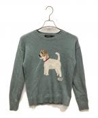LAUREN RALPH LAURENローレンラルフローレン）の古着「ドッグ刺繍クルーネックニット」｜グリーン
