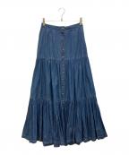 LAUREN RALPH LAURENローレンラルフローレン）の古着「フロントボタンティアードデニムスカート」｜インディゴ