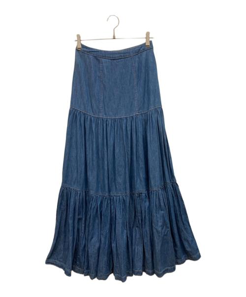 LAUREN RALPH LAUREN（ローレンラルフローレン）LAUREN RALPH LAUREN (ローレンラルフローレン) フロントボタンティアードデニムスカート インディゴ サイズ:00の古着・服飾アイテム