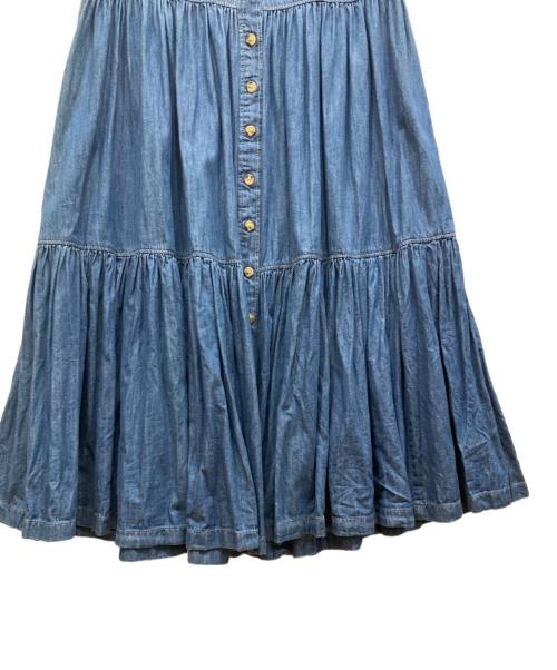 LAUREN RALPH LAUREN（ローレンラルフローレン）LAUREN RALPH LAUREN (ローレンラルフローレン) フロントボタンティアードデニムスカート インディゴ サイズ:00の古着・服飾アイテム