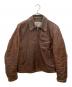 Aero LEATHER（エアロレザー）の古着「ハーフベルトシングルライダースアルパカウールライナージャケット」｜ブラウン