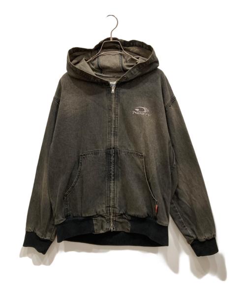 9090（9090）9090 (9090) Heisei Logo Denim Zip Hoodie ブラウン サイズ:Lの古着・服飾アイテム