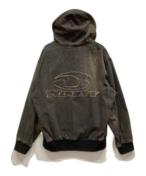 9090（9090）9090 (9090) Heisei Logo Denim Zip Hoodie ブラウン サイズ:Lの古着・服飾アイテム