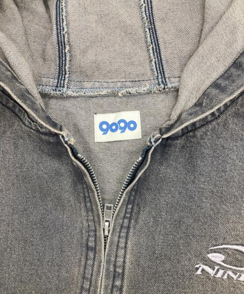 9090（9090）9090 (9090) Heisei Logo Denim Zip Hoodie ブラウン サイズ:Lの古着・服飾アイテム