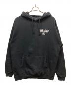 stussyステューシー）の古着「CHECKERED FLAG HOODIE」｜ブラック