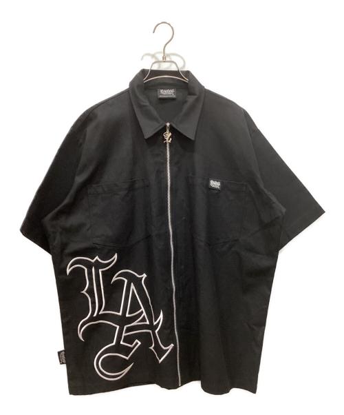 LOWLOW STREETWEAR（LOWLOW STREETWEAR）LOWLOW STREETWEAR (LOWLOW STREETWEAR) ジップシャツ ブラック サイズ:XXLの古着・服飾アイテム