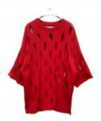 MAISON SPECIALメゾンスペシャル）の古着「プライムオーバースラッシュニットTシャツ」｜レッド