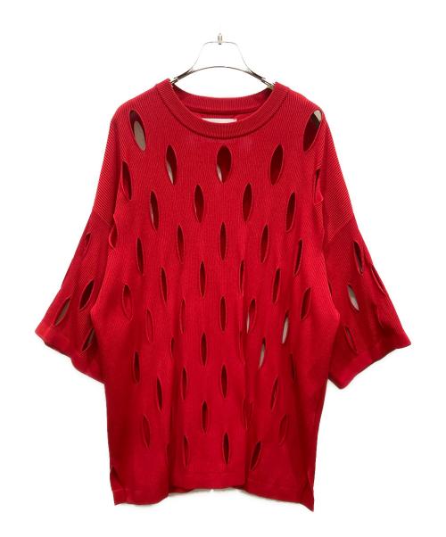 MAISON SPECIAL（メゾンスペシャル）MAISON SPECIAL (メゾンスペシャル) プライムオーバースラッシュニットTシャツ レッド サイズ:2の古着・服飾アイテム