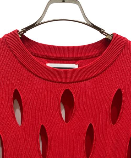 MAISON SPECIAL（メゾンスペシャル）MAISON SPECIAL (メゾンスペシャル) プライムオーバースラッシュニットTシャツ レッド サイズ:2の古着・服飾アイテム