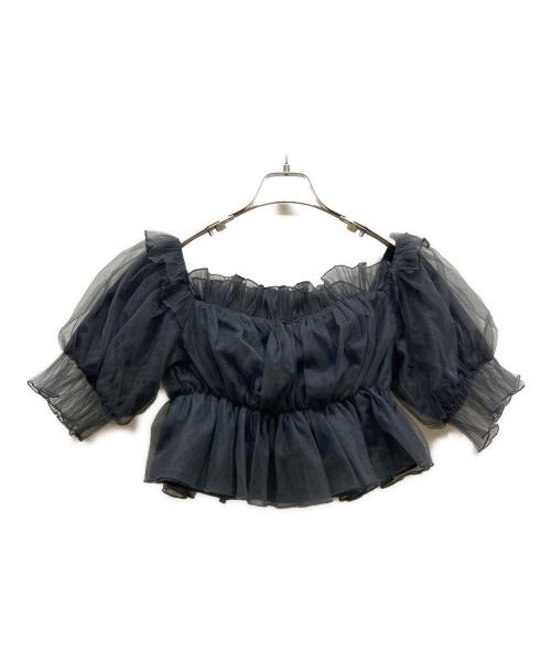 Snidel（スナイデル）Snidel (スナイデル) ボリュームギャザーフリルオフショルブラウス ネイビー サイズ:SIZE Freeの古着・服飾アイテム