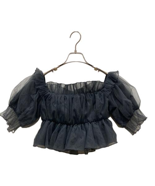 Snidel（スナイデル）Snidel (スナイデル) ボリュームギャザーフリルオフショルブラウス ネイビー サイズ:SIZE Freeの古着・服飾アイテム