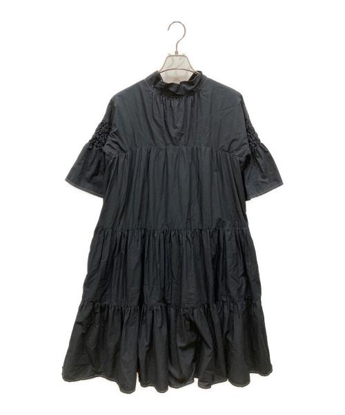 merlette（マーレット）Merlette (マーレット) スタンドネック スモッキングスリーブワンピース ネイビー サイズ:SIZE XSの古着・服飾アイテム