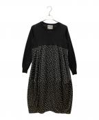 BEARDSLEYビアズリー）の古着「ニットドットマルワンピース」｜ブラック×ホワイト