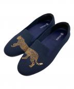 VIVALAヴィヴァラ）の古着「ヒョウ刺繍パンプス」｜ネイビー