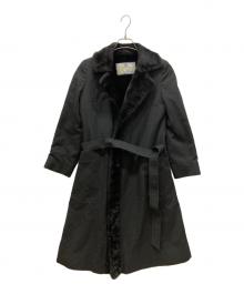 Aquascutum（アクアスキュータム）の古着「アクリルファー切替コート」｜ブラック