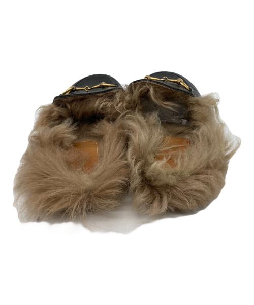 GUCCI（グッチ）GUCCI (グッチ) ホースビットファー付きローファー ブラック サイズ:35の古着・服飾アイテム