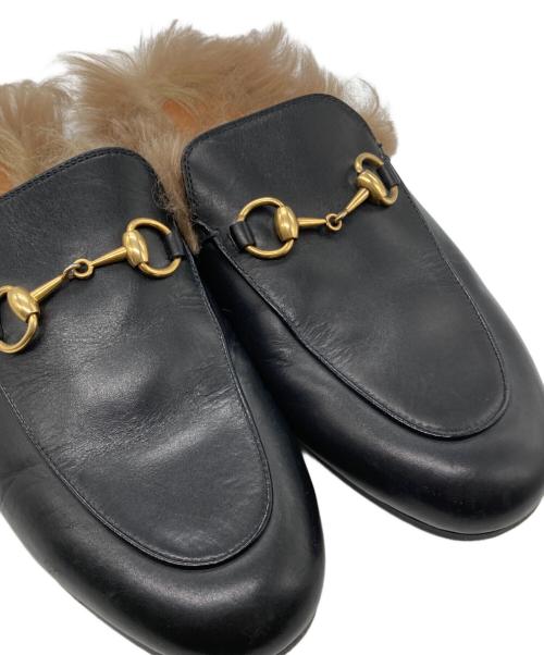GUCCI（グッチ）GUCCI (グッチ) ホースビットファー付きローファー ブラック サイズ:35の古着・服飾アイテム