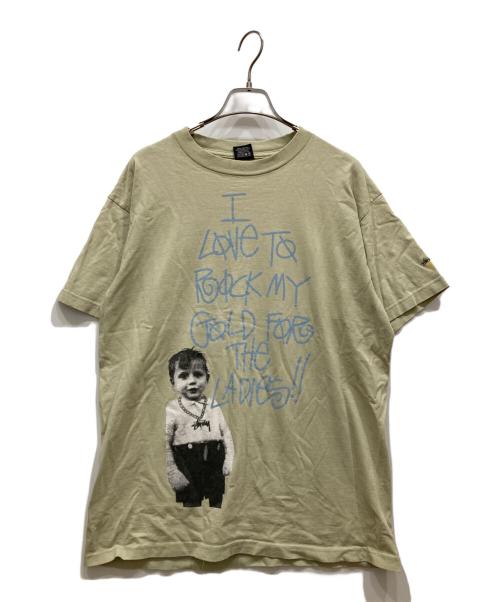 stussy（ステューシー）stussy (ステューシー) オールドプリントTシャツ グリーン サイズ:Ⅼの古着・服飾アイテム