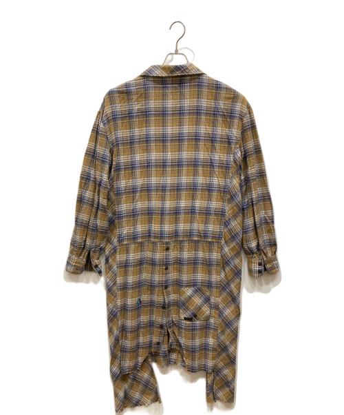 Hysteric Glamour（ヒステリックグラマー）Hysteric Glamour (ヒステリックグラマー) HEART BREAKER刺繍 グランジカスタムシャツワンピース ベージュ×ブルー サイズ:freeの古着・服飾アイテム