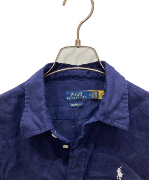 POLO RALPH LAUREN（ポロ・ラルフローレン）POLO RALPH LAUREN (ポロ・ラルフローレン) リラックスフィットリネンシャツ ネイビー サイズ:SIZE Mの古着・服飾アイテム