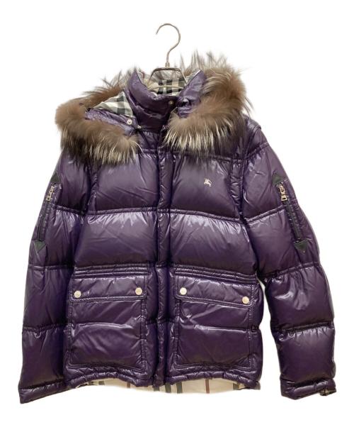 BURBERRY BLACK LABEL（バーバリーブラックレーベル）BURBERRY BLACK LABEL (バーバリーブラックレーベル) フォックスファー付ダウンジャケット パープル サイズ:Ⅿの古着・服飾アイテム