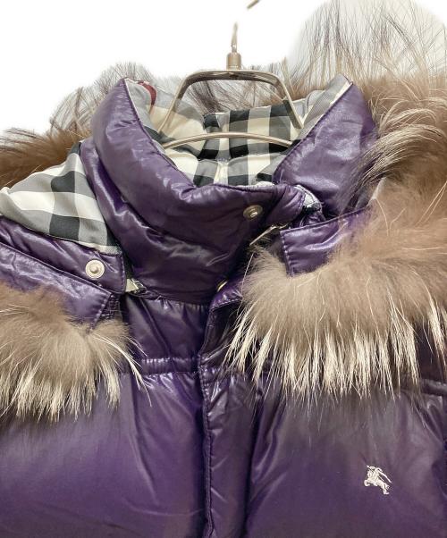 BURBERRY BLACK LABEL（バーバリーブラックレーベル）BURBERRY BLACK LABEL (バーバリーブラックレーベル) フォックスファー付ダウンジャケット パープル サイズ:Ⅿの古着・服飾アイテム