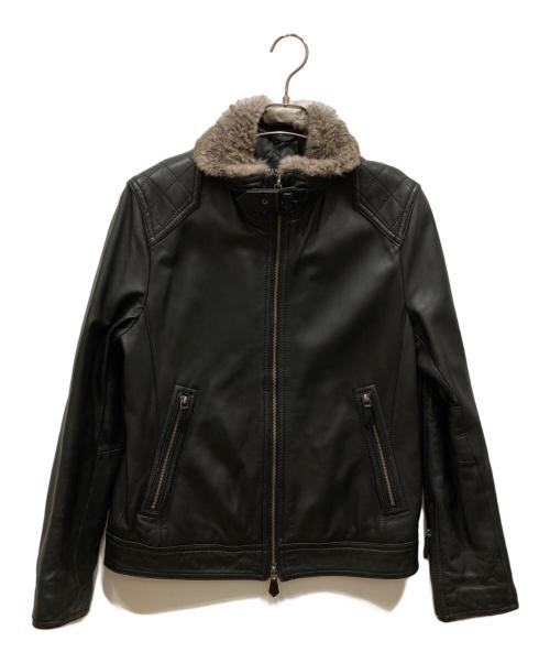 BURBERRY BLACK LABEL（バーバリーブラックレーベル）BURBERRY BLACK LABEL (バーバリーブラックレーベル) ラムレザーファージャケット ブラック サイズ:Ⅼの古着・服飾アイテム