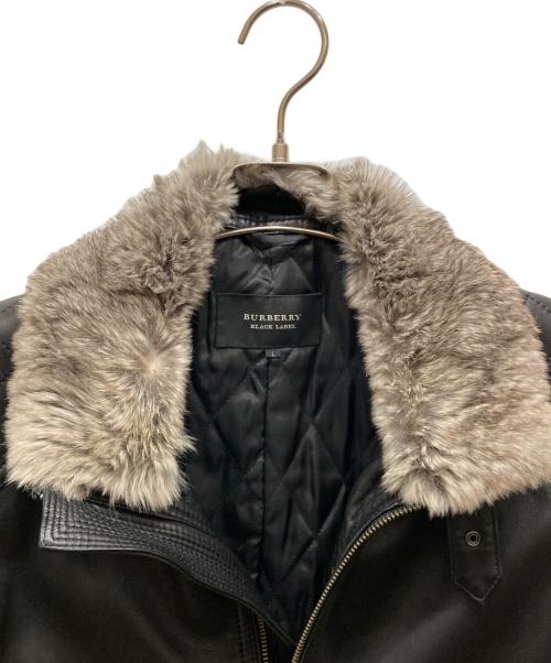 BURBERRY BLACK LABEL（バーバリーブラックレーベル）BURBERRY BLACK LABEL (バーバリーブラックレーベル) ラムレザーファージャケット ブラック サイズ:Ⅼの古着・服飾アイテム