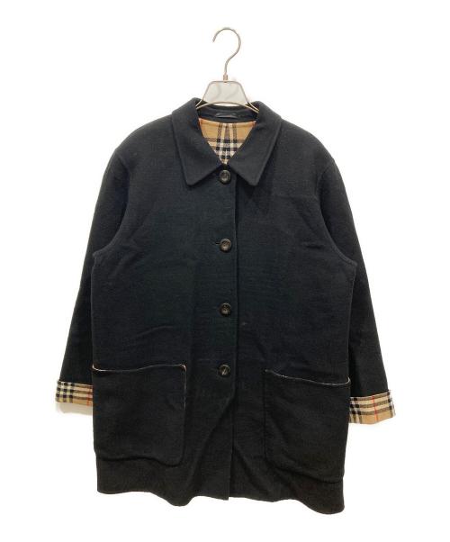 Burberry's（バーバリー）Burberry's (バーバリーズ) ノバチェックウールステンカラーコート ブラック サイズ:SIZE 9ARの古着・服飾アイテム