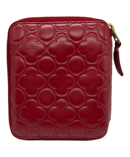 COMME des GARCONS（コムデギャルソン）COMME des GARCONS (コムデギャルソン) クローバー柄ラウンドジップウォレット レッドの古着・服飾アイテム