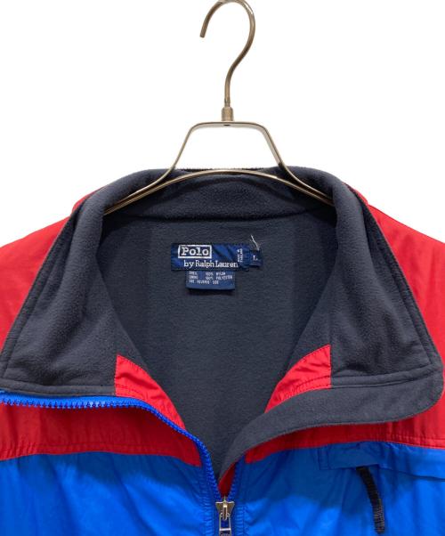 POLO RALPH LAUREN（ポロ・ラルフローレン）POLO RALPH LAUREN (ポロ・ラルフローレン) HI TECH FLEECE LINED JACKET レッド×ブルー サイズ:Ⅼの古着・服飾アイテム