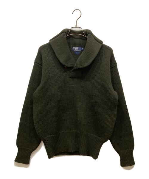 POLO RALPH LAUREN（ポロ・ラルフローレン）POLO RALPH LAUREN (ポロ・ラルフローレン) ショールカラーニット カーキ サイズ:Ⅼの古着・服飾アイテム