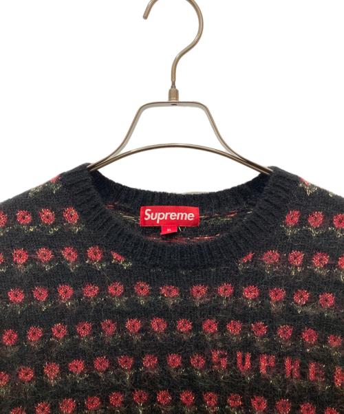 SUPREME（シュプリーム）Supreme (シュプリーム) Supreme Flowers Metallic Sweater ブラック×レッド サイズ:XLの古着・服飾アイテム