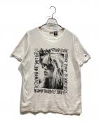 stussy×Championステューシー×チャンピオン）の古着「プリントTシャツ」｜ホワイト