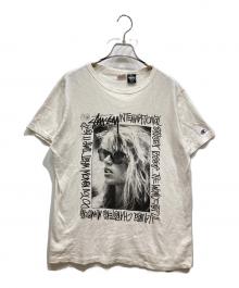 stussy×Champion（ステューシー×チャンピオン）の古着「プリントTシャツ」｜ホワイト