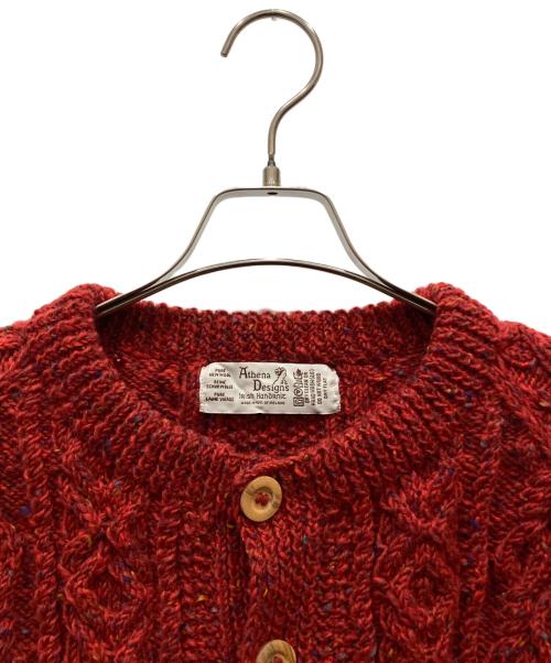 Athena Designs（アテナデザインズ）Athena Designs (アテナデザインズ) アランニットカーディガン レッド サイズ:FREEの古着・服飾アイテム