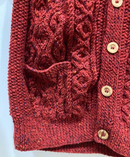 Athena Designs（アテナデザインズ）Athena Designs (アテナデザインズ) アランニットカーディガン レッド サイズ:FREEの古着・服飾アイテム