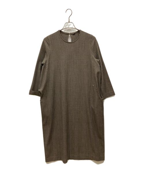 45R（フォーティファイブ・アール）45R (フォーティファイブ・アール) グレンチェック/ウールストレッチ ドレス ブラウン サイズ:SIZE 2の古着・服飾アイテム