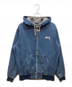 stussyステューシー）の古着「バックロゴデニムジップフーデッドジャケット」｜インディゴ